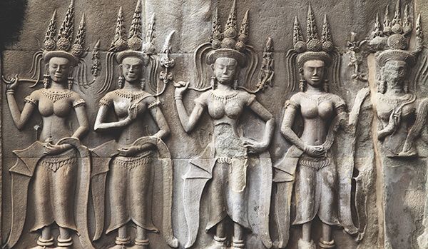 Apsaras in Mural Carving at Angkor
