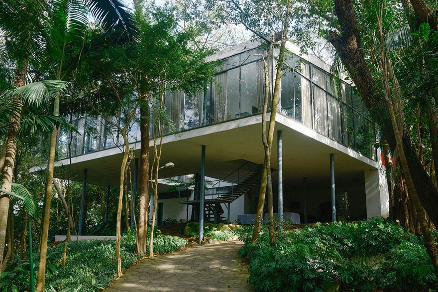 The Glass House by Lina Bo Bardi. completed in 1950, in Casa de Vidro in Sao Paulo