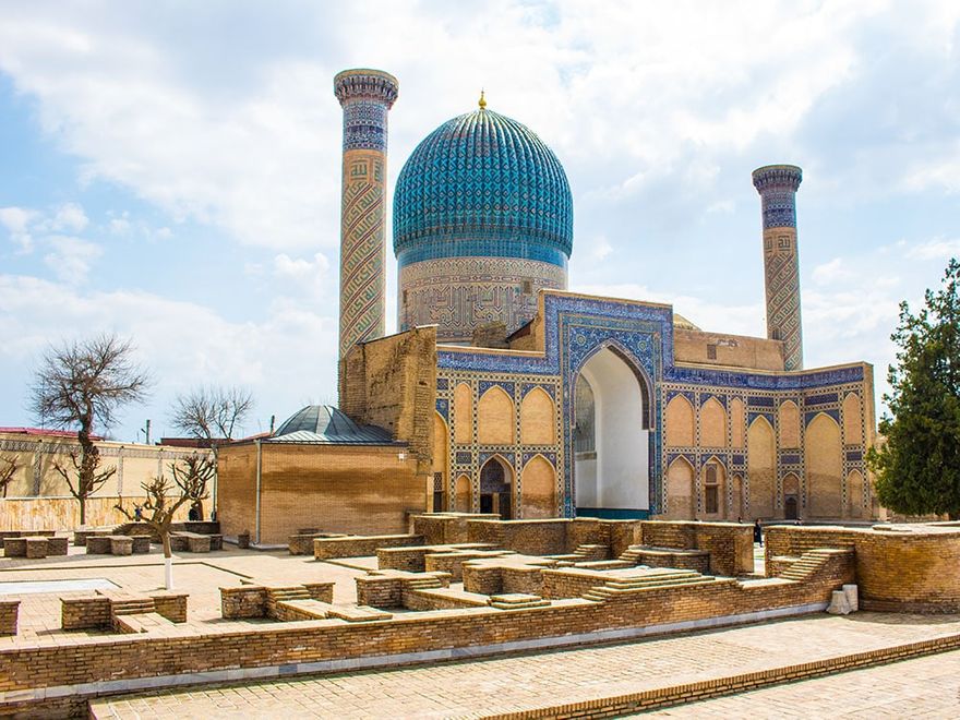 The Gur-i Amir Mausoleum's dome at Samarkand, Uzbekistan, built 1404 A.D.