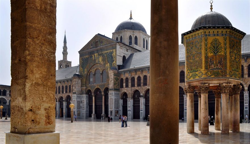 Great Mosque of Damascus, formerly cathedral of Damascus,  built 379–395 A.D., adapted 705–715 A.D.
