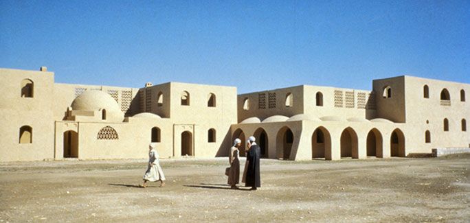 New Gourna Village in Luxor on the West Bank of the Nile, in Ancient Thebes in Egypt. 1946-1952 by Hassan Fathy