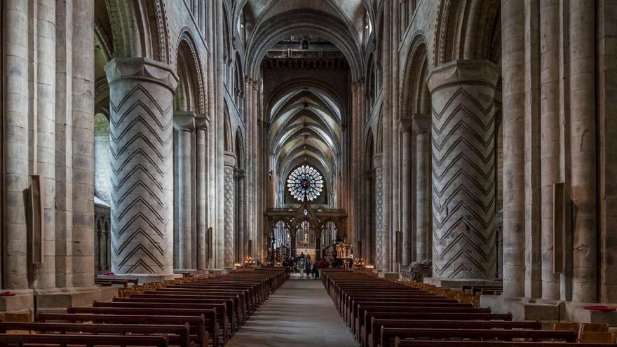 Nave of Durham Cathedral, U.K. built 1093–1133 A.D.