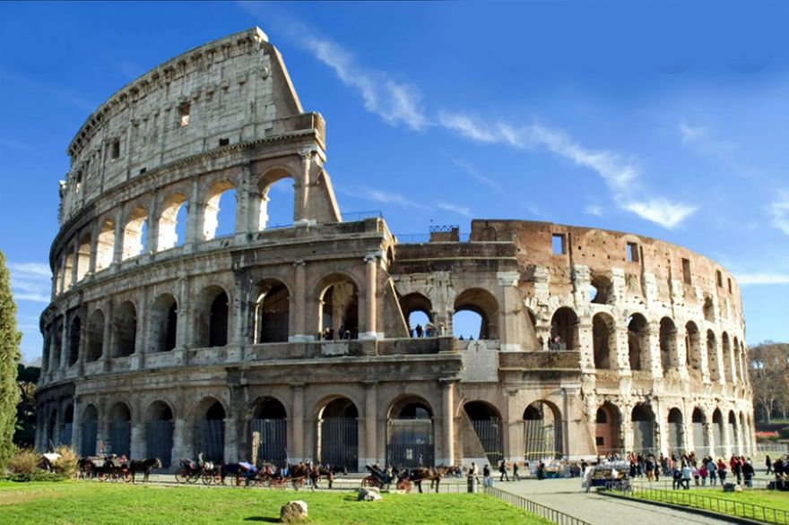 The Colosseum in Rome, begun under Vespasian 72 A.D. and completed in 80 AD under Titus