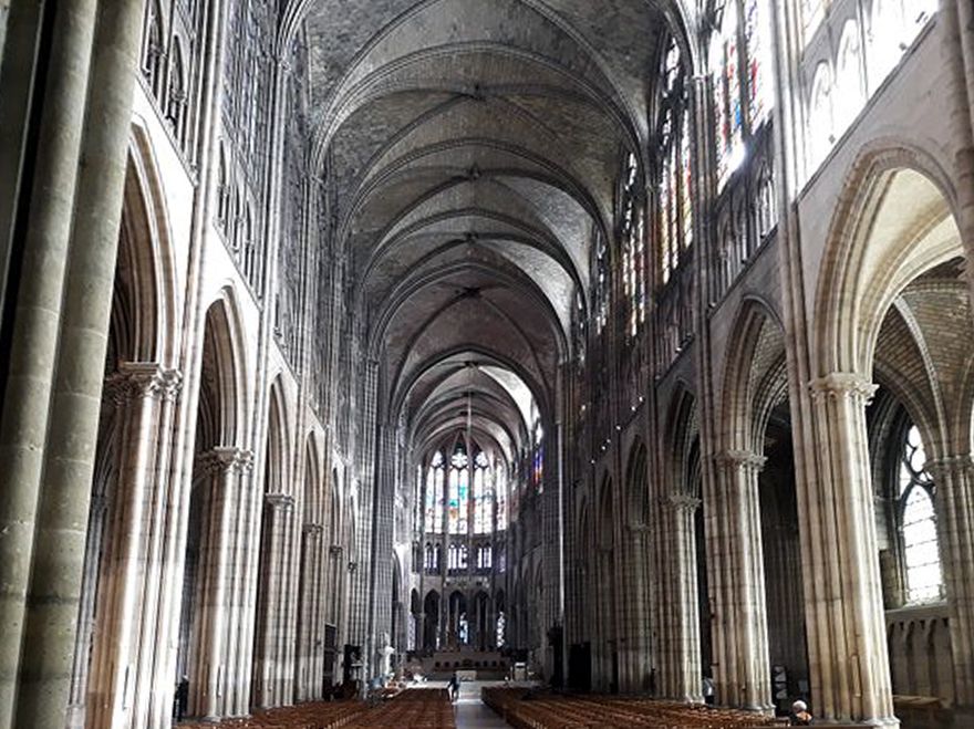 Nave of Abbey of Saint-Denis, north of Paris commenced In 1140 A.D., by Abbot Suger as architect.