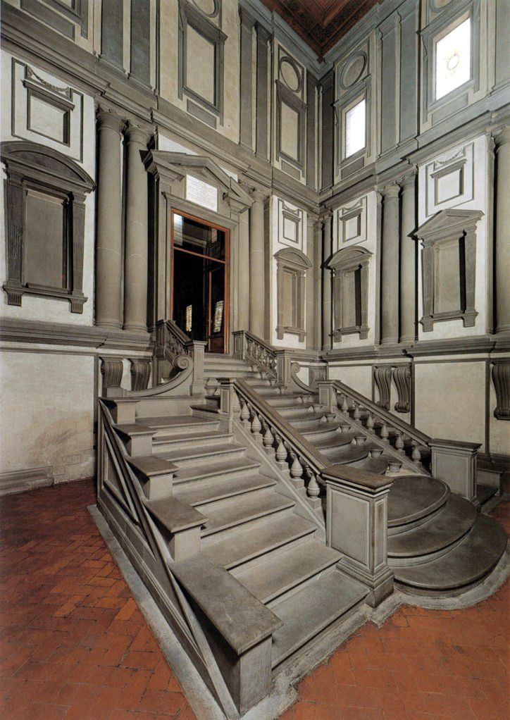 The Staircase of the Laurentian Library in Firenze, Italy, 1524-1527 A.D., by Michelangelo