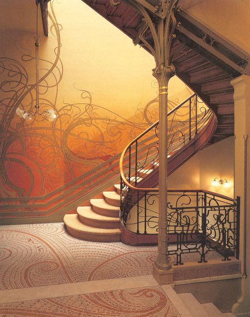 Staircase in Hôtel Tassel at Brussels, Belgium, 1894 A.D., by Victor Horta